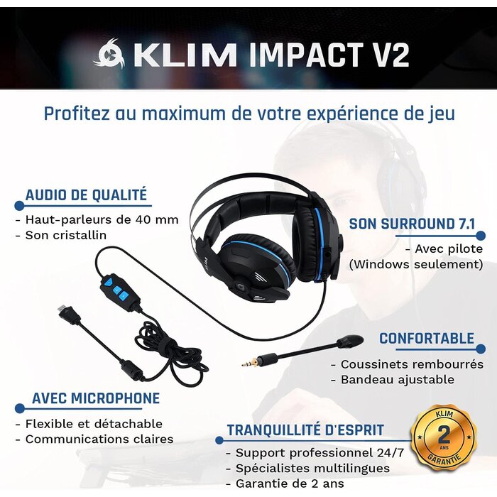 Casque Gaming Surround 7.1 - Microphone Amovible - Noir - 31% de remise