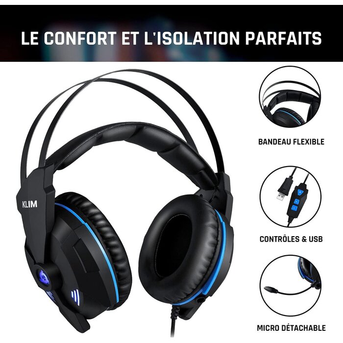 Casque Gaming Surround 7.1 - Microphone Amovible - Noir - 31% de remise