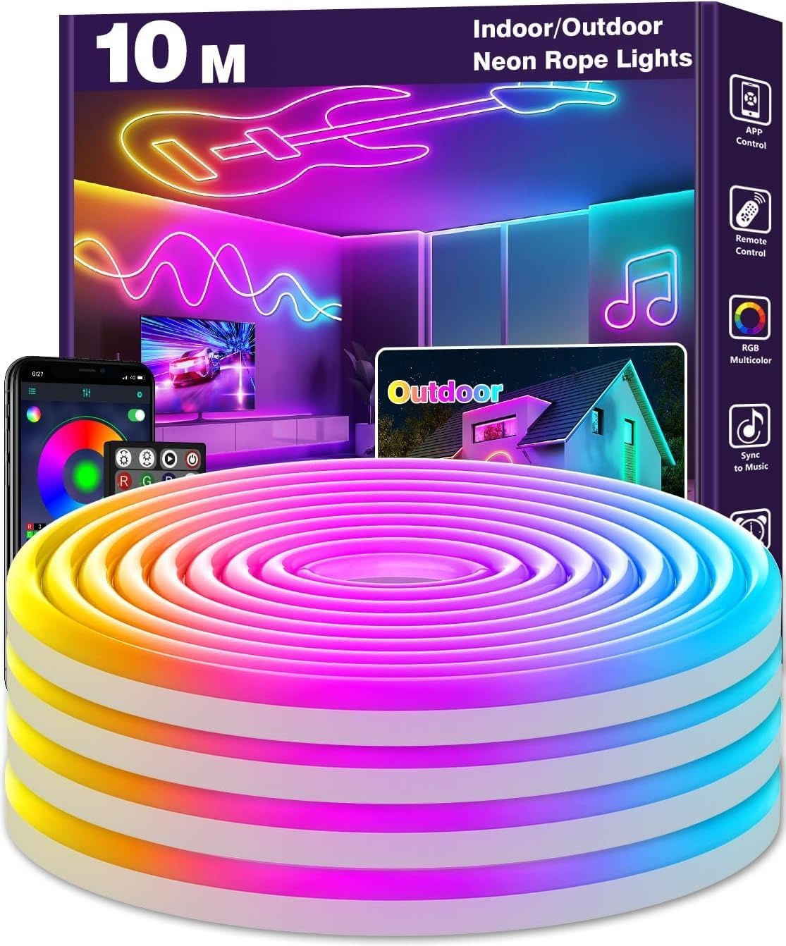 Ruban LED Néon 15m RGB Bluetooth - 32% de remise