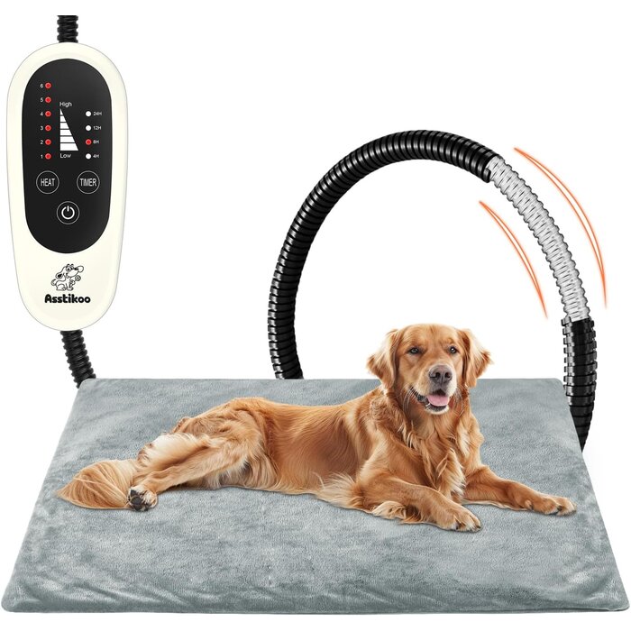 Tapis chauffant XL 90x60 cm pour animaux - Gris clair - 33% de remise
