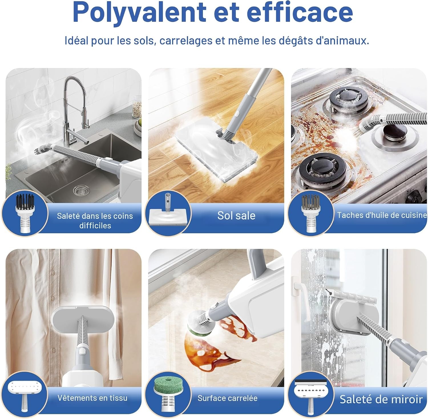 Nettoyeur vapeur multifonction FV07 - 34% de remise - Blanc