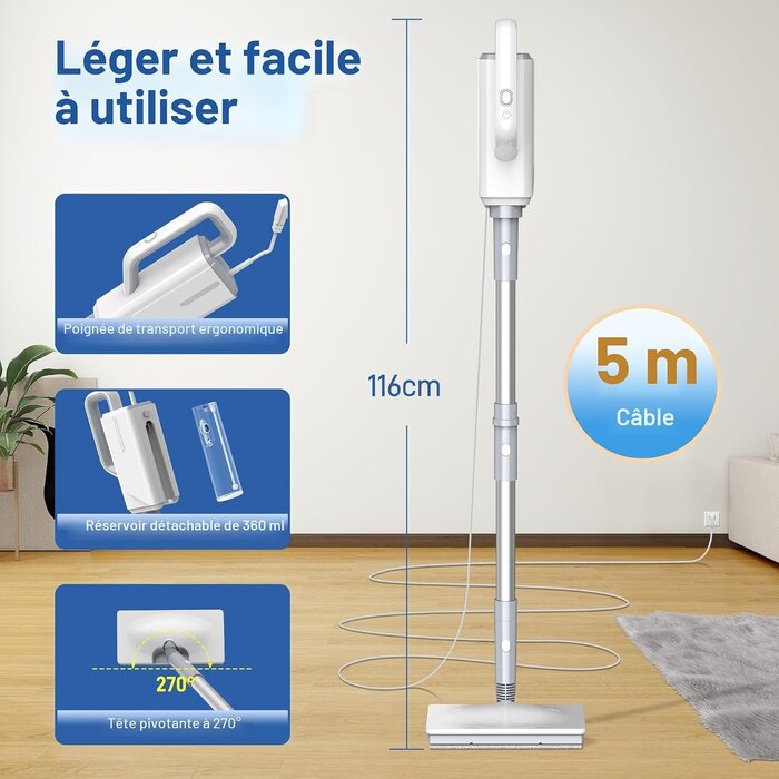 Nettoyeur vapeur multifonction FV07 - 34% de remise - Blanc