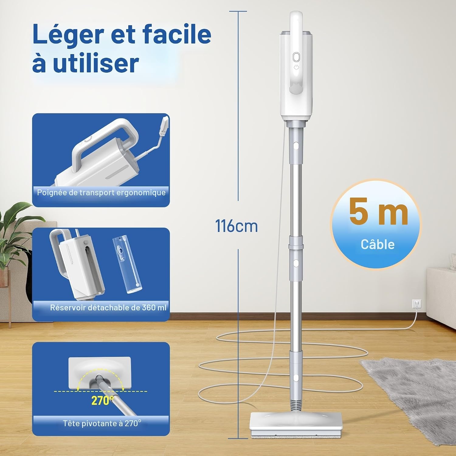 Nettoyeur vapeur multifonction FV07 - 34% de remise - Blanc