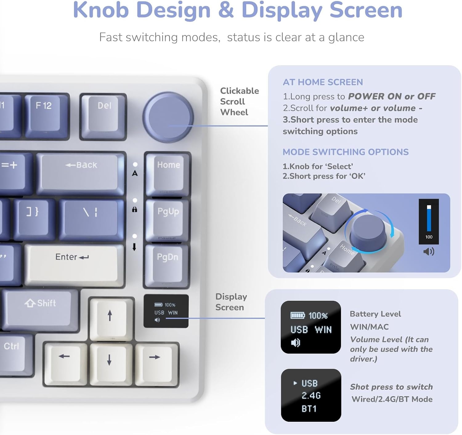 Clavier mécanique gaming 75% AZERTY, Lavande, Sans fil - 34% de remise