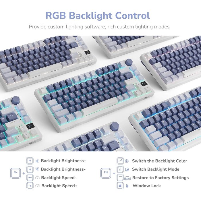 Clavier mécanique gaming 75% AZERTY, Lavande, Sans fil - 34% de remise