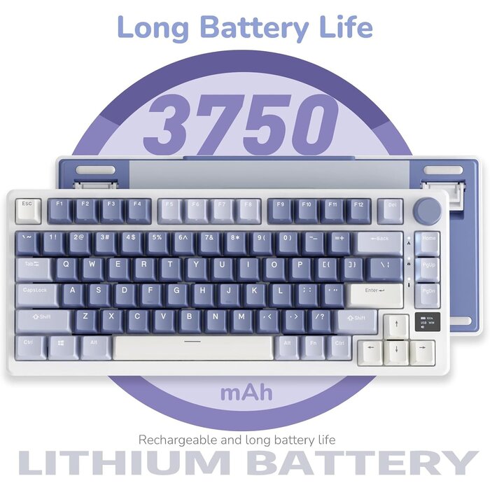 Clavier mécanique gaming 75% AZERTY, Lavande, Sans fil - 34% de remise