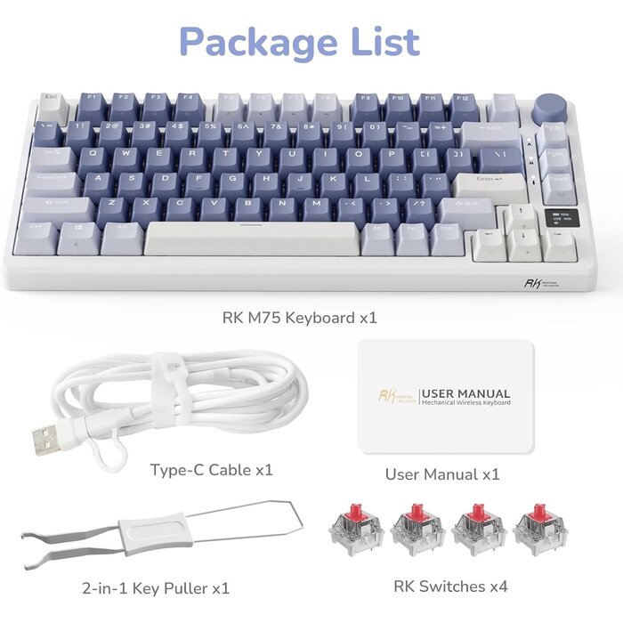 Clavier mécanique gaming 75% AZERTY, Lavande, Sans fil - 34% de remise