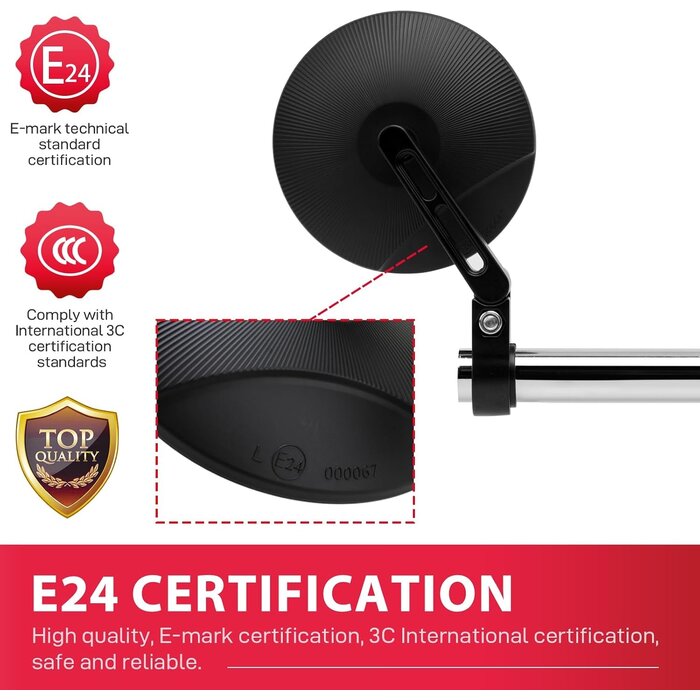Rétroviseurs Moto Rond Noir 10,2 cm - Homologués E24 - 33% de remise