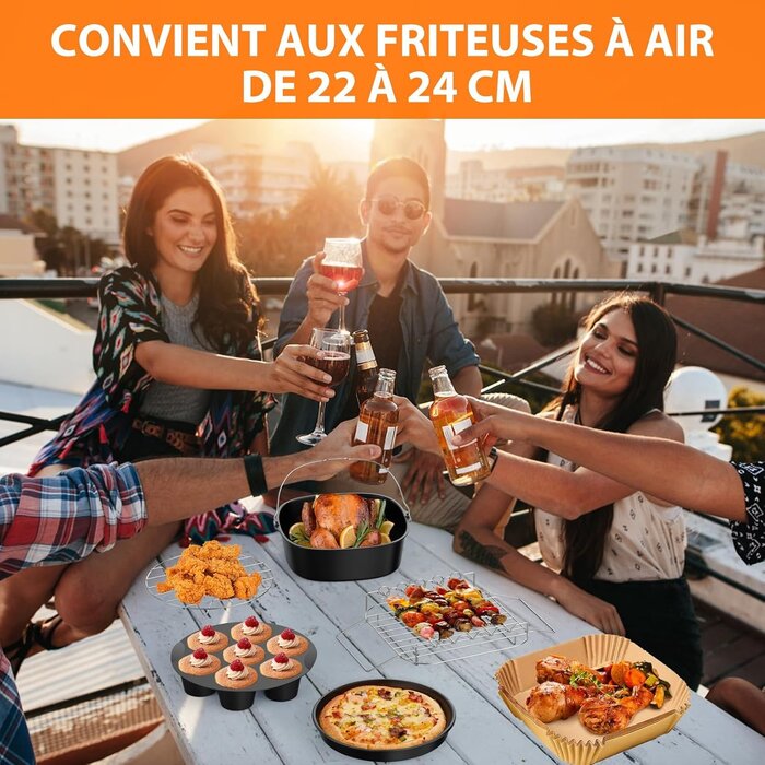 Kit 11 accessoires pour friteuse à air 22x22 cm - 30% de remise