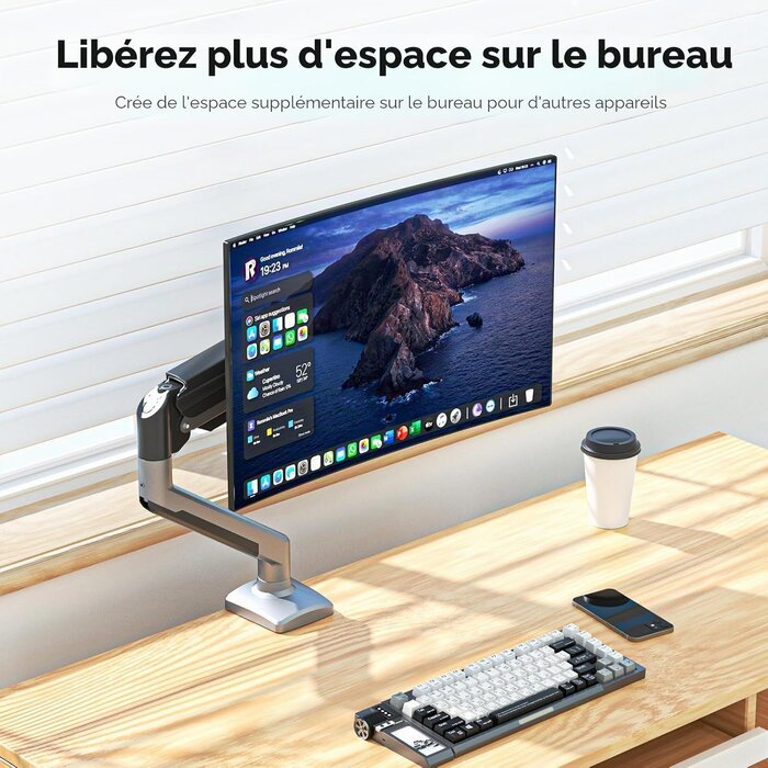 Bras articulé pour écran 13-32 pouces - Support vérin à gaz - 30% de remise