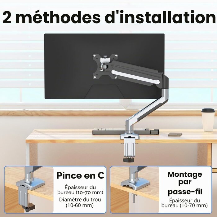 Bras articulé pour écran 13-32 pouces - Support vérin à gaz - 30% de remise