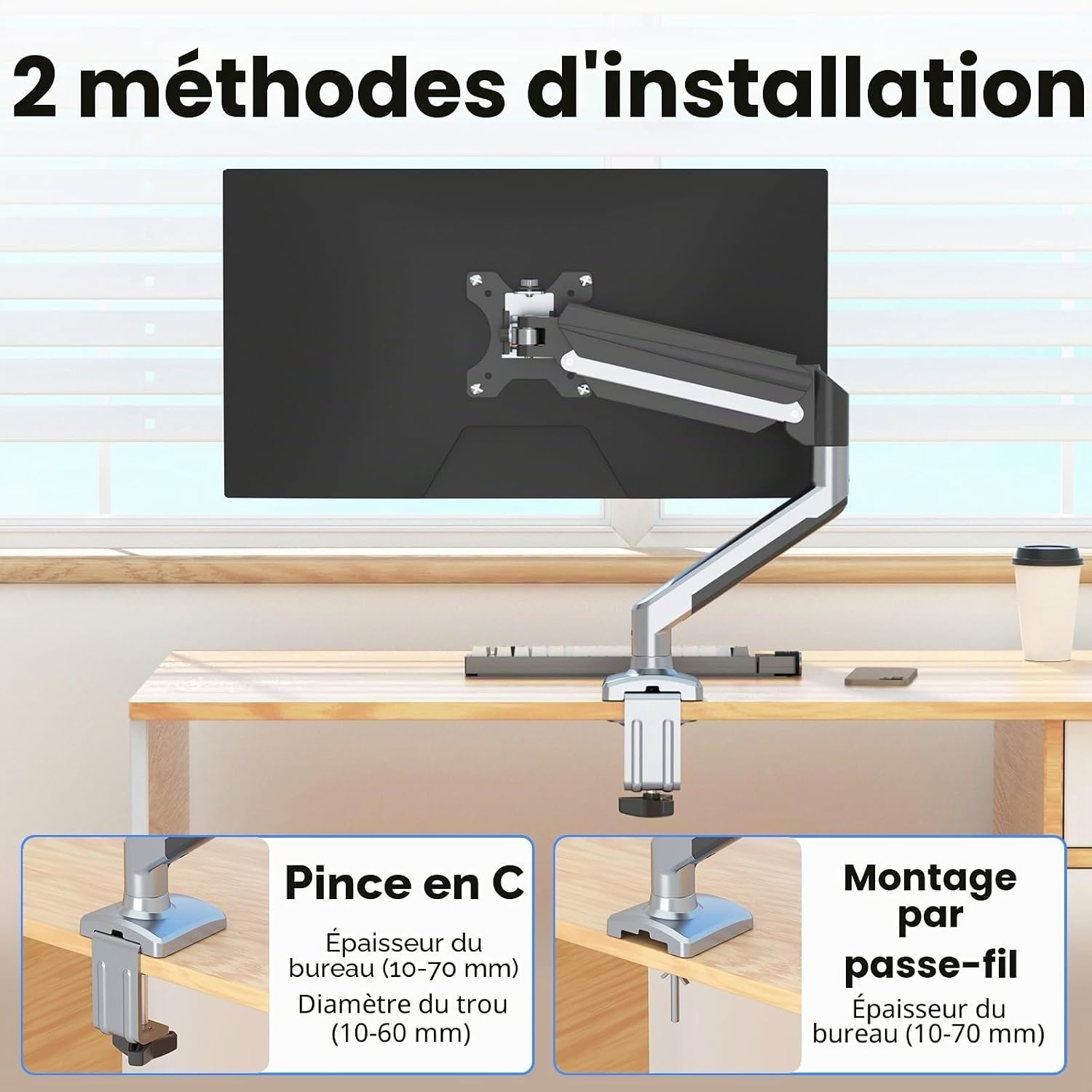 Bras articulé pour écran 13-32 pouces - Support vérin à gaz - 30% de remise