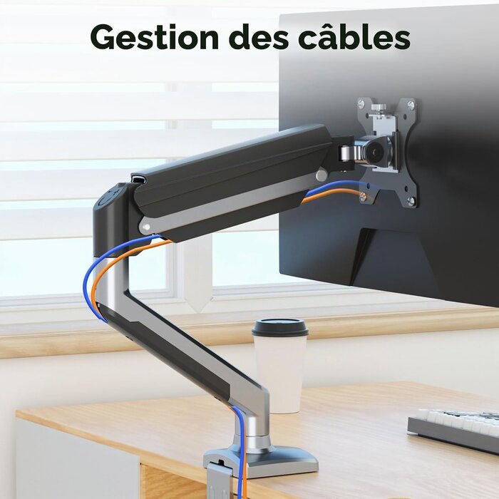 Bras articulé pour écran 13-32 pouces - Support vérin à gaz - 30% de remise