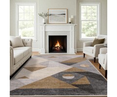 Tapis moderne taupe 140x200 cm abstrait - 47% de remise
