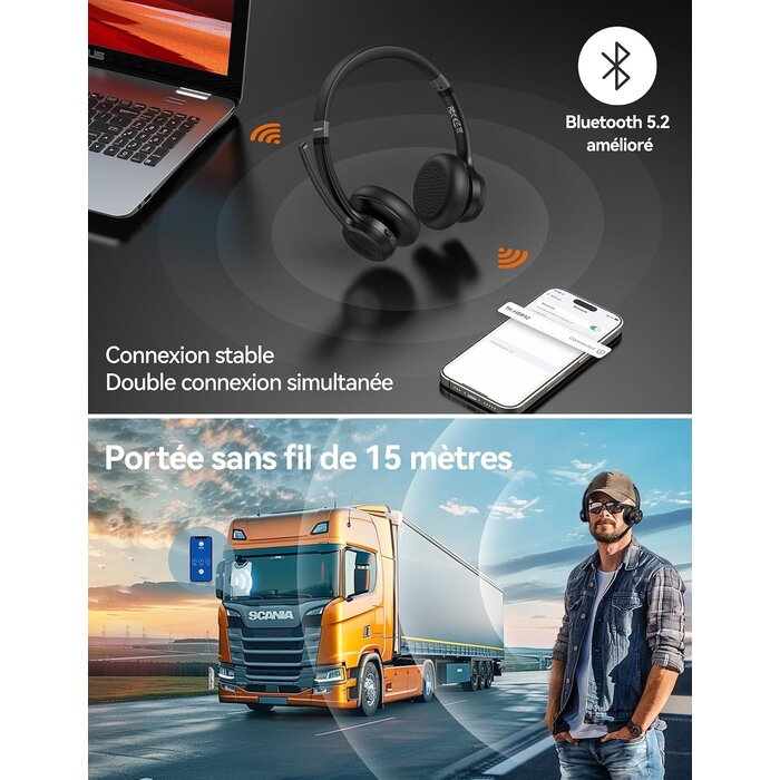 Casque sans fil Bluetooth à réduction de bruit - 27% de remise