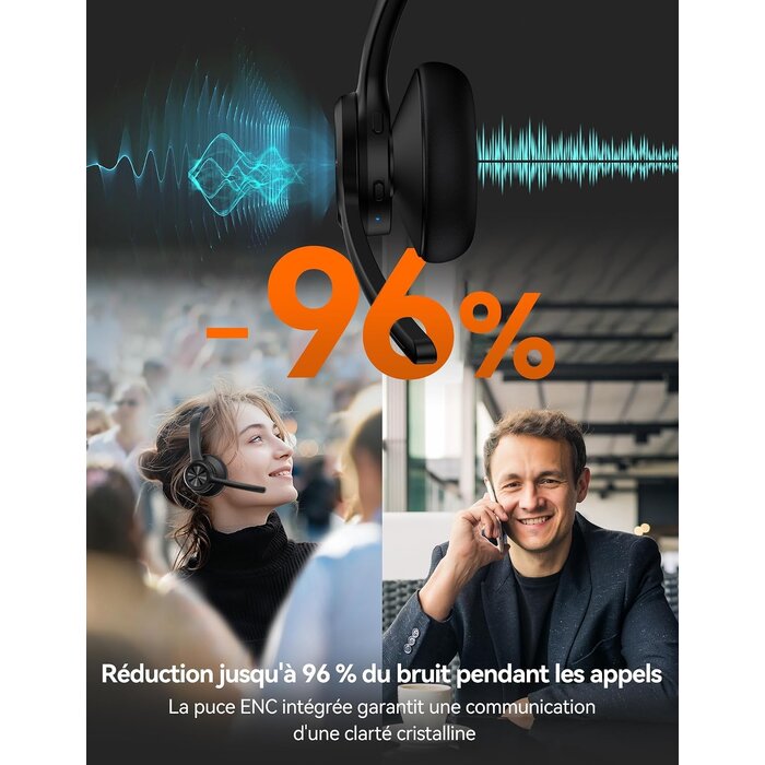 Casque sans fil Bluetooth à réduction de bruit - 27% de remise