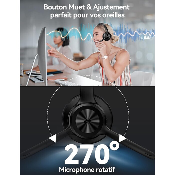 Casque sans fil Bluetooth à réduction de bruit - 27% de remise