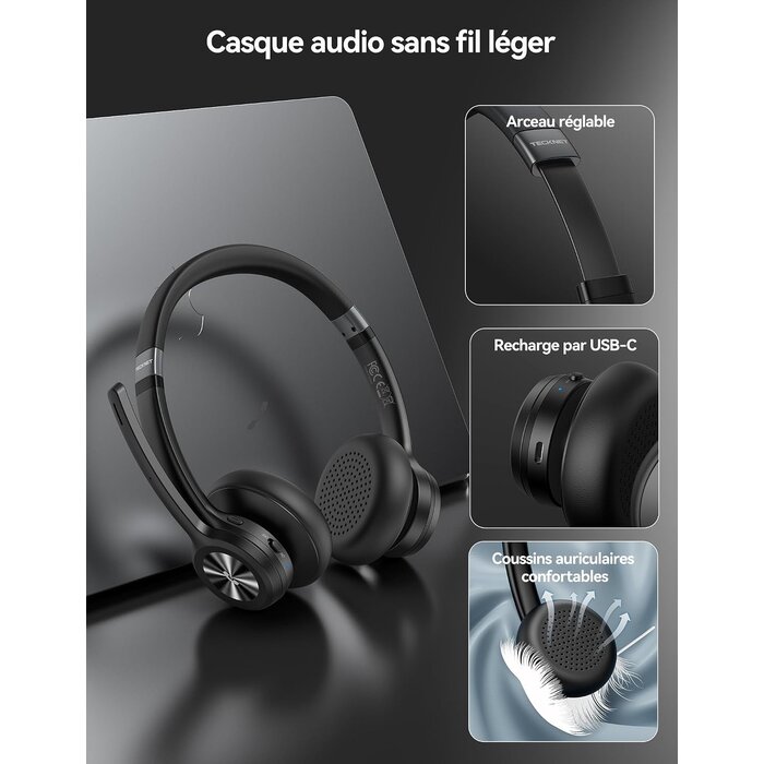 Casque sans fil Bluetooth à réduction de bruit - 27% de remise