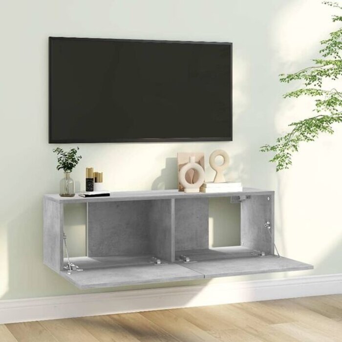 Meuble TV mural gris béton 100x30cm - 33% de remise