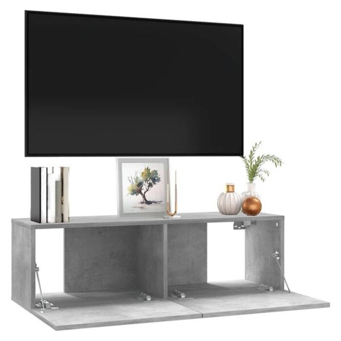 Meuble TV mural gris béton 100x30cm - 33% de remise