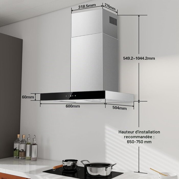 Hotte aspirante murale 60 cm A+++ Inox - 30% de remise