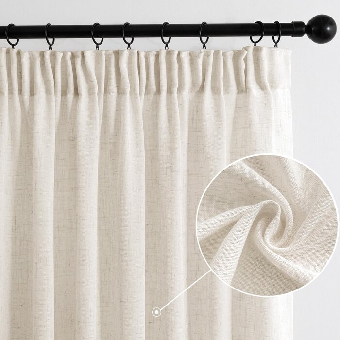 Lot de 2 rideaux en lin naturel - 140x270 cm - 33% de remise