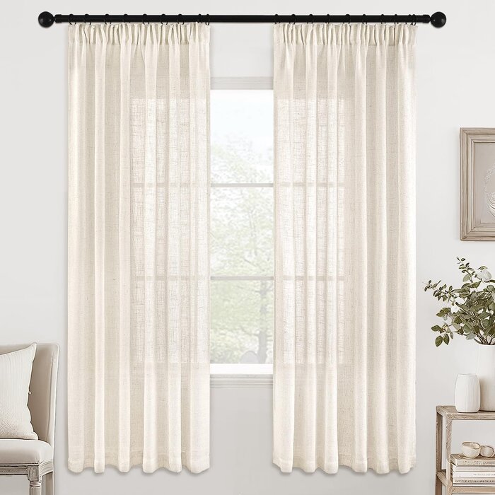 Lot de 2 rideaux en lin naturel - 140x270 cm - 33% de remise