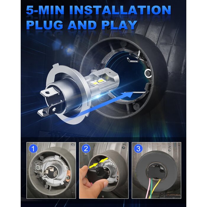 Ampoule LED H4 pour moto 10000LM - 6000K - 31% de remise