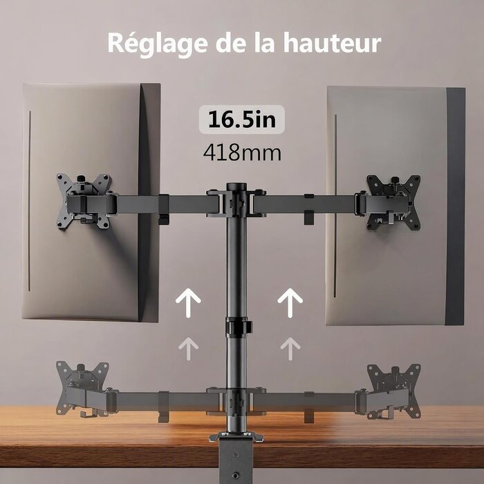 Bras articulé pour 2 moniteurs 13-32 pouces - 32% de remise