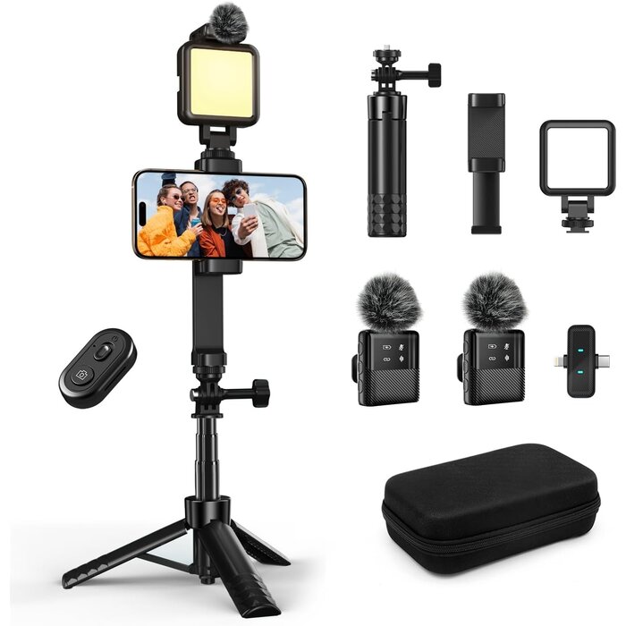 Kit Vlogging Smartphone Complet 33% de remise - Trépied, Micro et LED