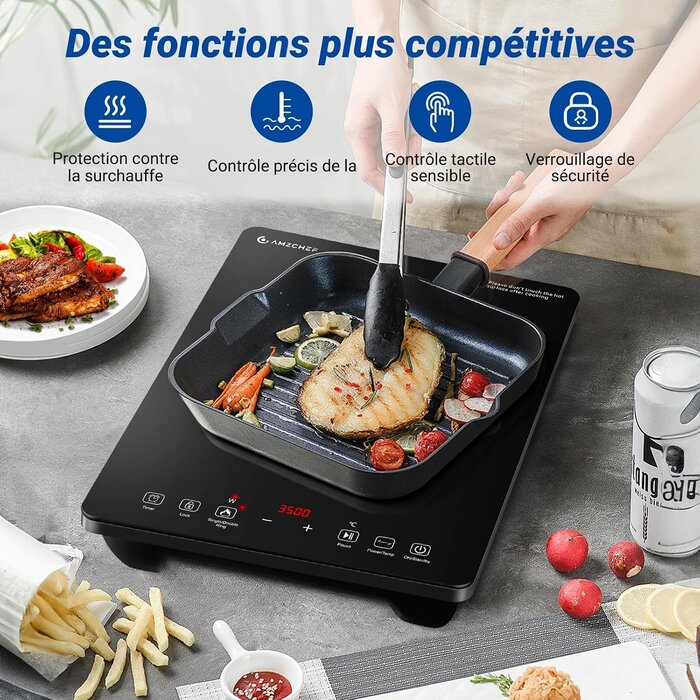Plaque induction 3500W double zone - 34% de remise - État déballé