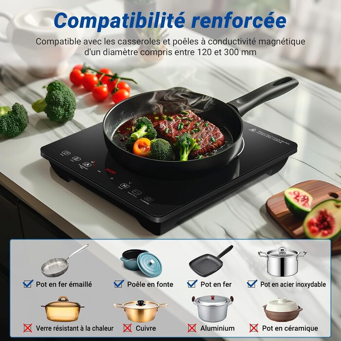 Plaque induction 3500W double zone - 34% de remise - État déballé
