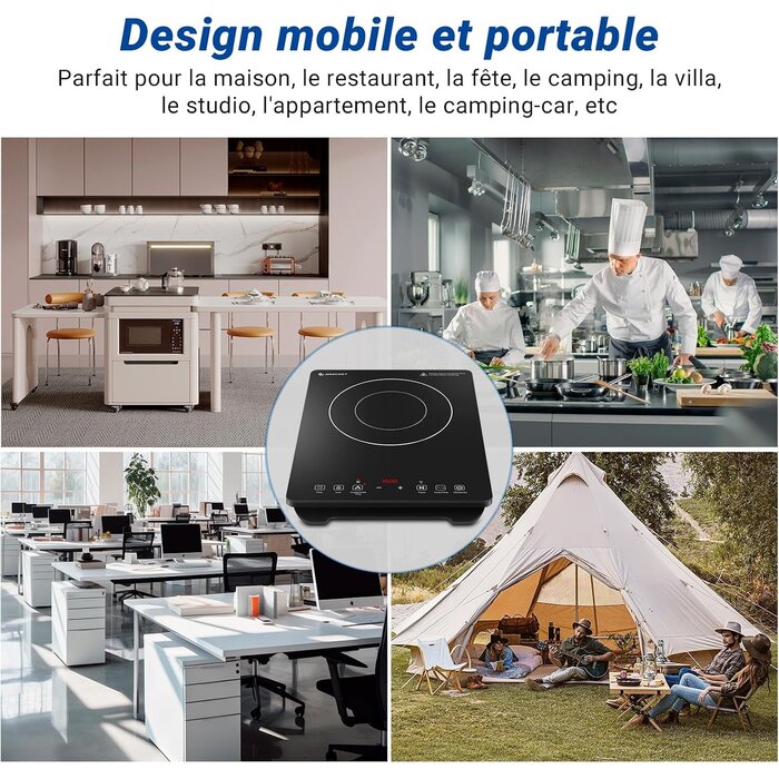 Plaque induction 3500W double zone - 34% de remise - État déballé