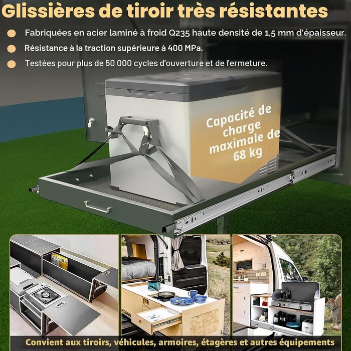 Glissières de tiroir 750 mm à verrouillage - 33% de remise