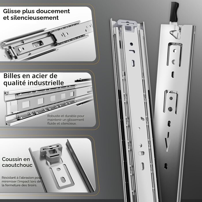 Glissières de tiroir 750 mm à verrouillage - 33% de remise