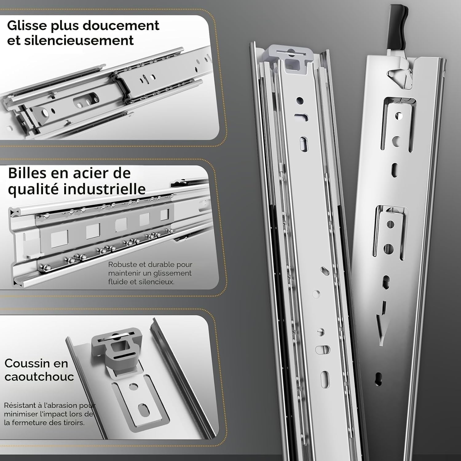 Glissières de tiroir 750 mm à verrouillage - 33% de remise