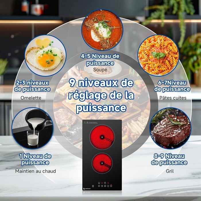 Table de cuisson vitrocéramique 2 zones 3200W - 35% de remise