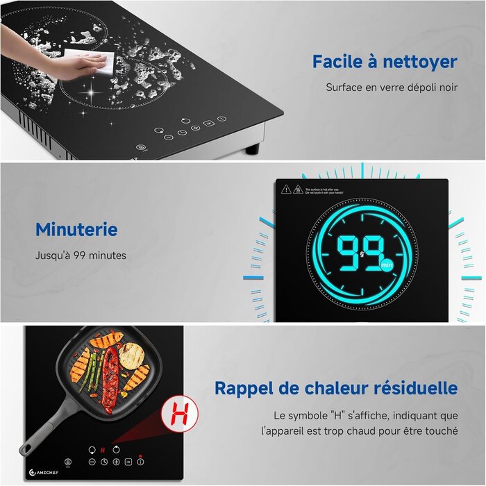 Table de cuisson vitrocéramique 2 zones 3200W - 35% de remise