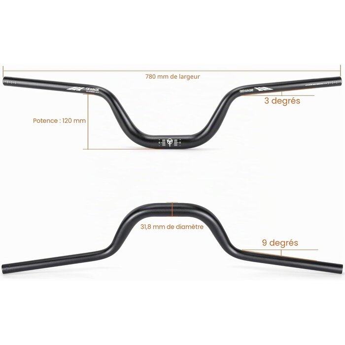 Guidon Riser VTT Aluminium 780mm - 31% de remise