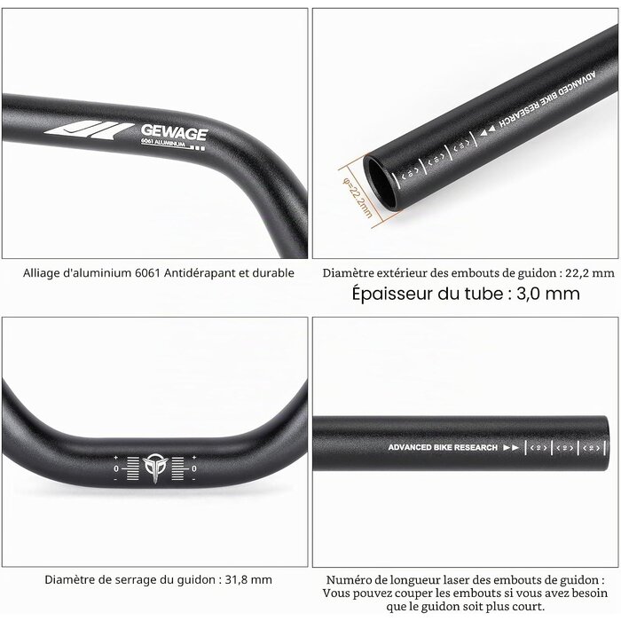 Guidon Riser VTT Aluminium 780mm - 31% de remise
