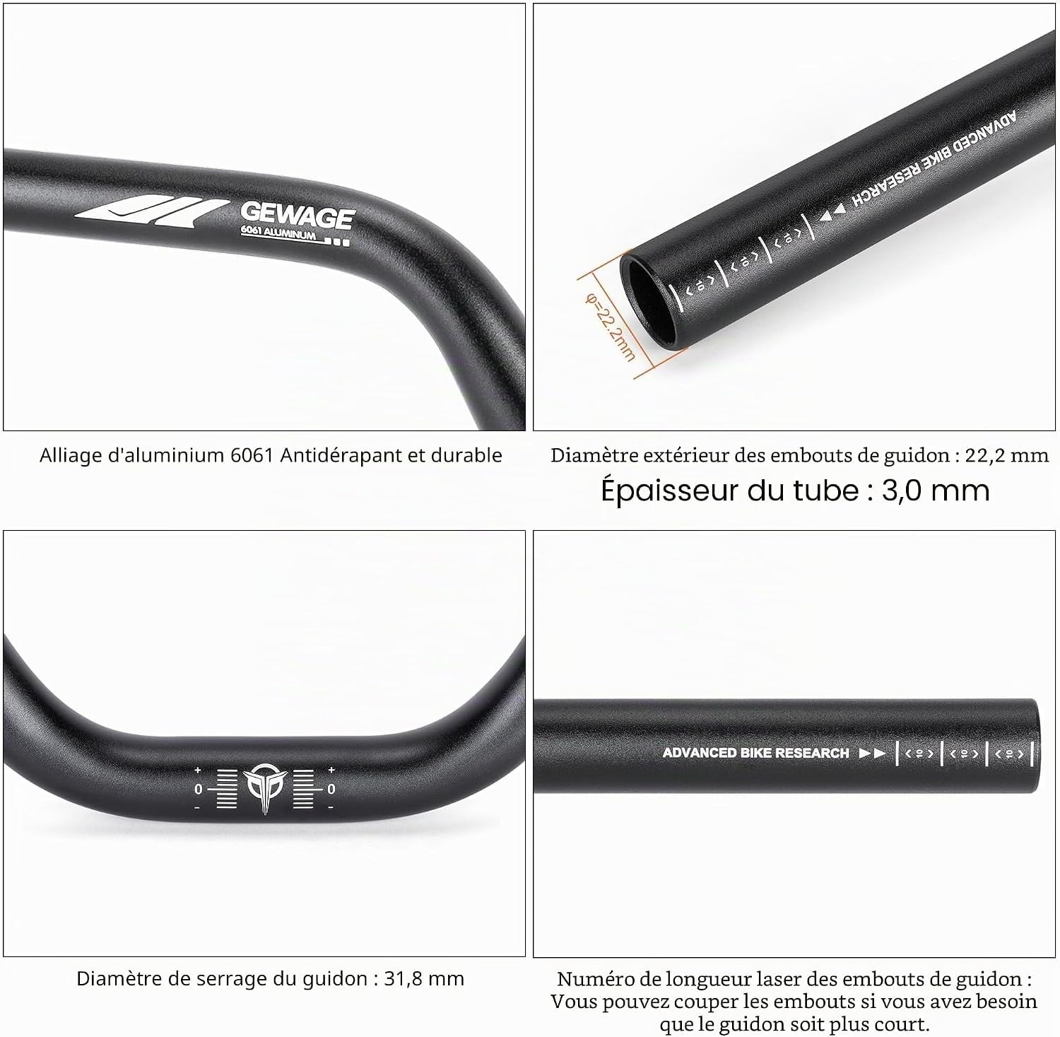 Guidon Riser VTT Aluminium 780mm - 31% de remise