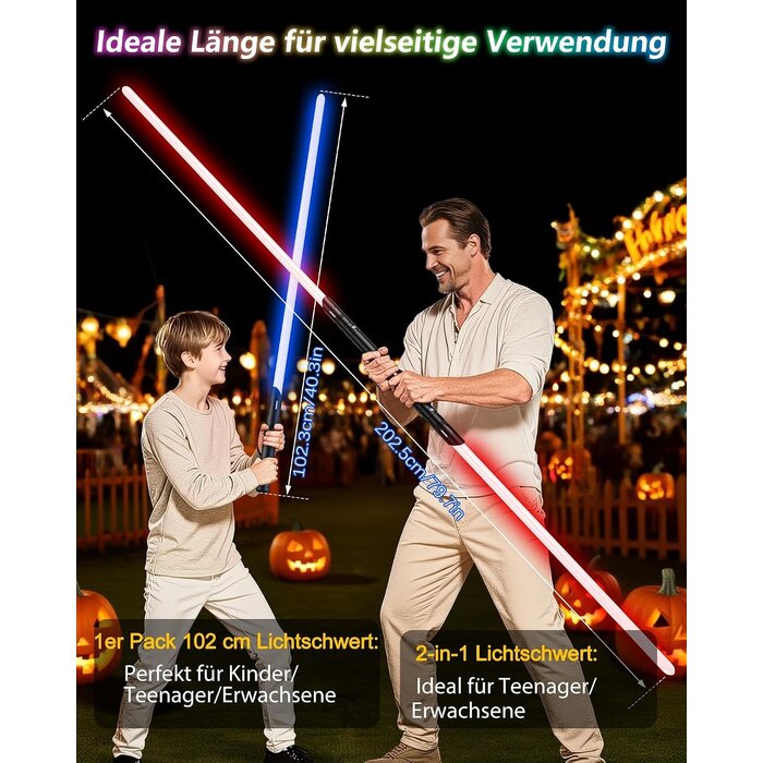 Sabre laser 2-en-1 RGB - Set de 2 unités - 34% de remise
