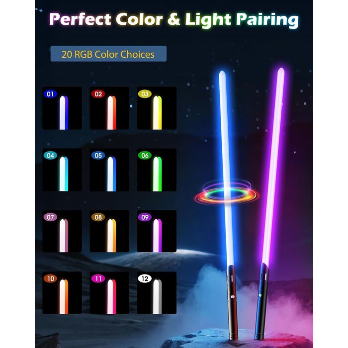 Sabre laser 2-en-1 RGB - Set de 2 unités - 34% de remise