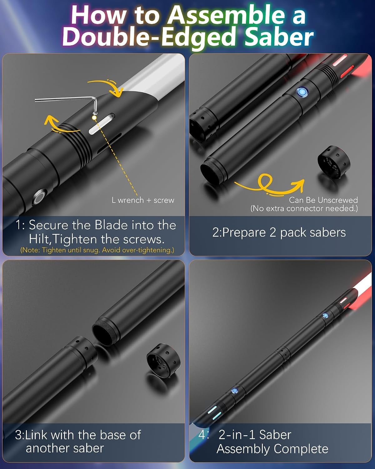 Sabre laser 2-en-1 RGB - Set de 2 unités - 34% de remise