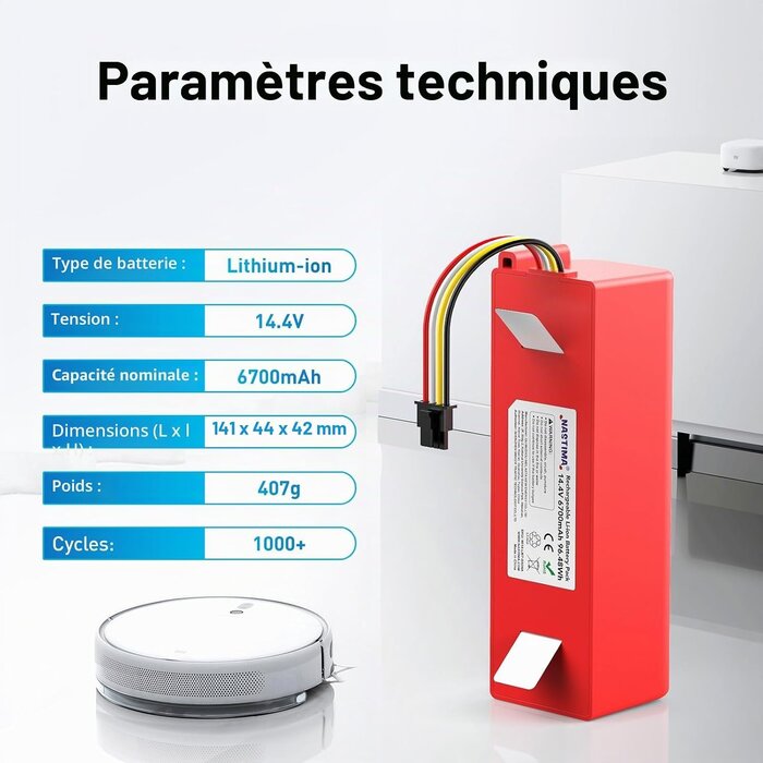 Batterie Robot Aspirateur 14,4V 6700mAh - 31% de remise