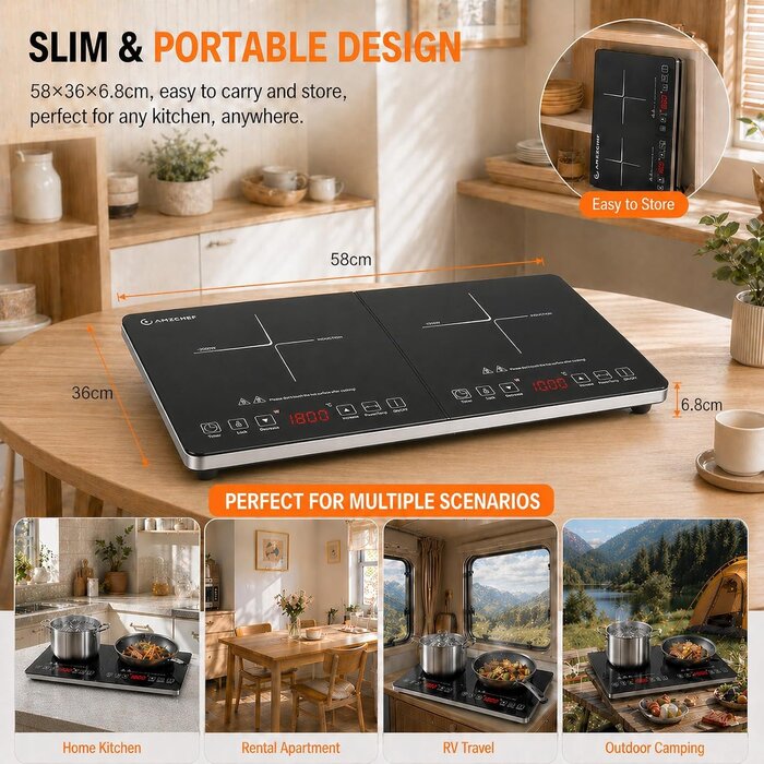 Plaque de cuisson induction double 3500W - 30% de remise