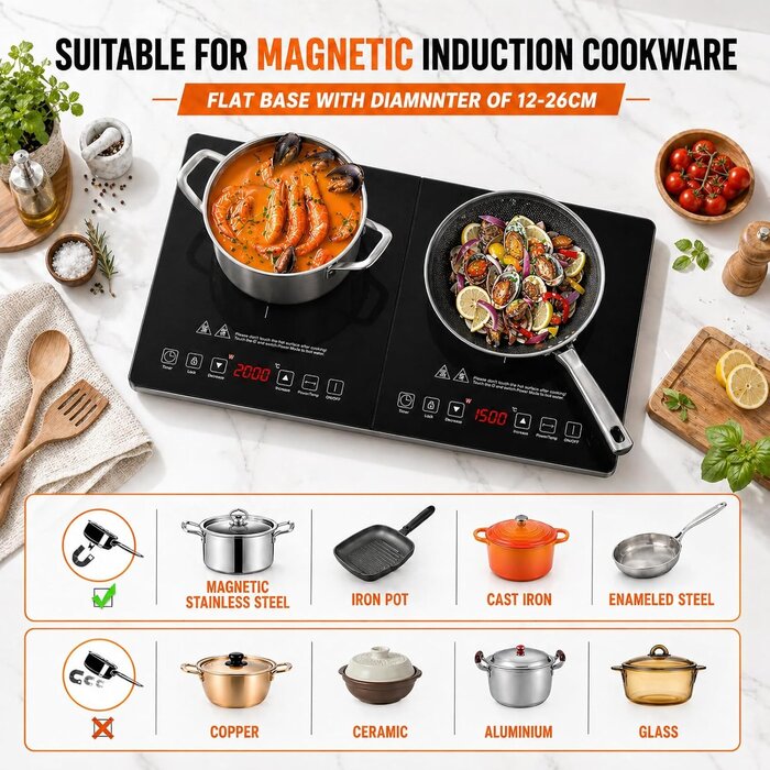 Plaque de cuisson induction double 3500W - 30% de remise
