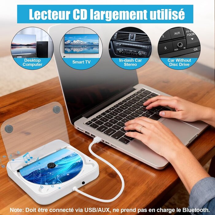 Lecteur CD Portable Bluetooth Boombox - 33% de remise