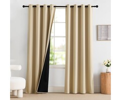 Lot de 2 rideaux occultants thermiques Biscotti Beige - 140x220cm - 45% de remise