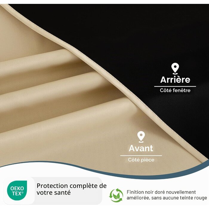 Lot de 2 rideaux occultants thermiques Biscotti Beige 140x220cm - 28% de remise